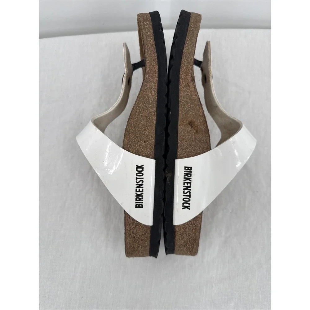 Birkenstock Women White Gizeh Faux Leather Sandals Size 37/6 Boho Comfort